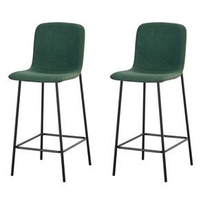 1 Kit 2 Banquetas Altas Celeste Rivatti 98cm -Altura- Em Boucle Verde Oliva e Base em Aco Pintada a Po